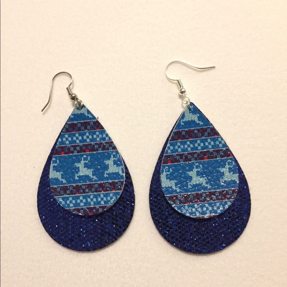 Faux Leather Christmas Earrings
